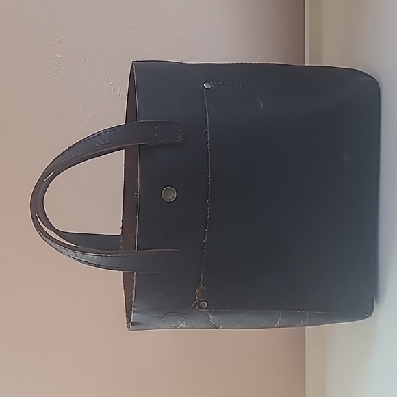 Portland LEATHER Brown MINI Tote Bag - Picture 2 of 12